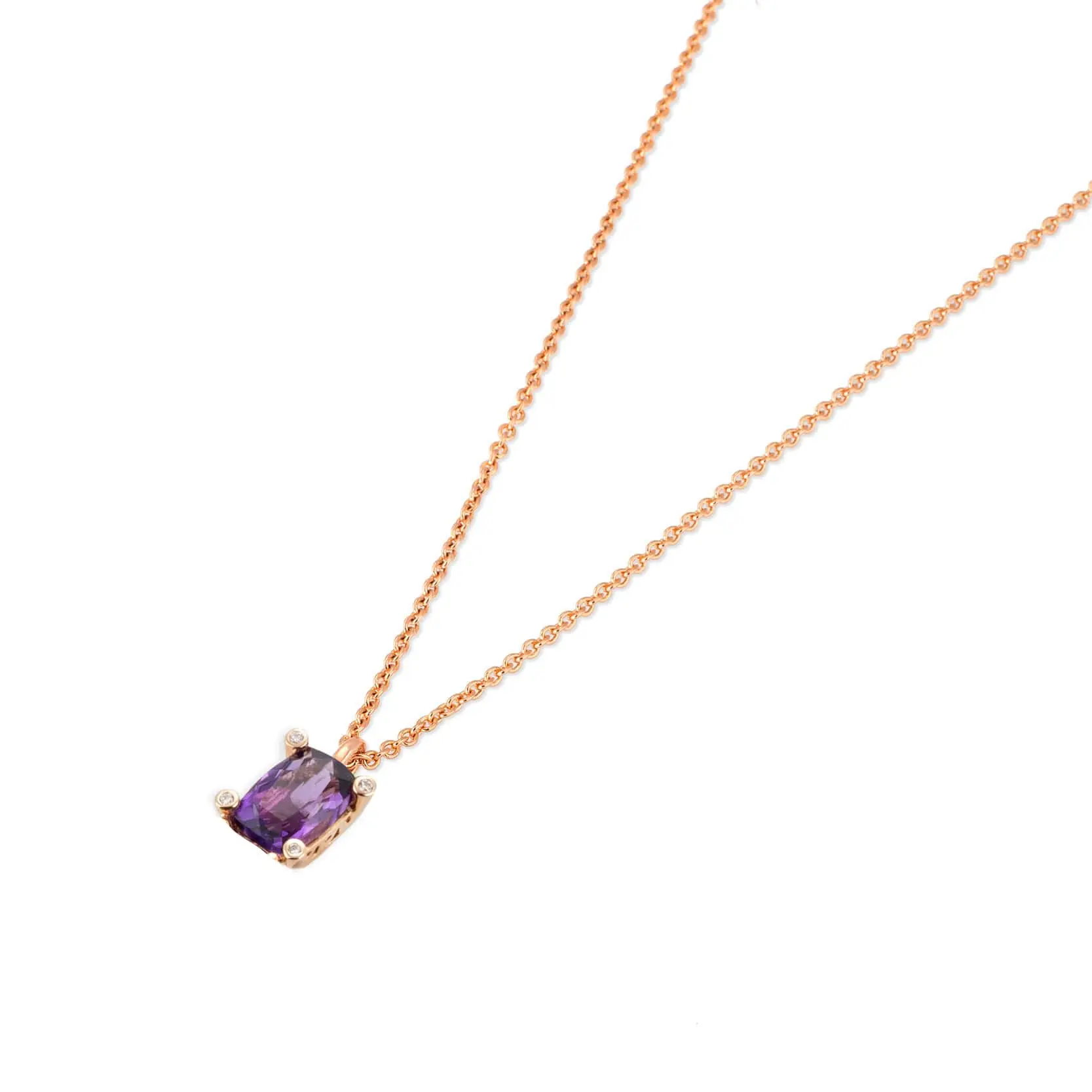 Ponte Vecchio Iris Collier aus 18 Karat Roségold mit Amethyst und Diamanten