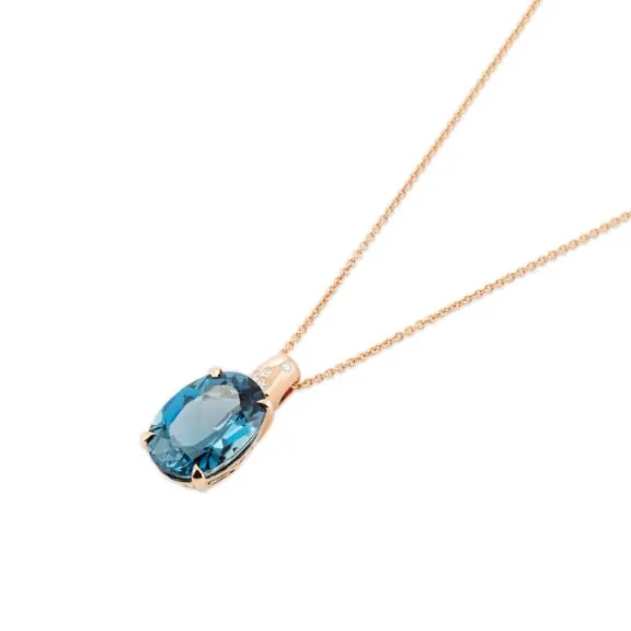 Ponte Vecchio Iris Collier aus 18 Karat Roségold mit londonblue Topas und Diamanten