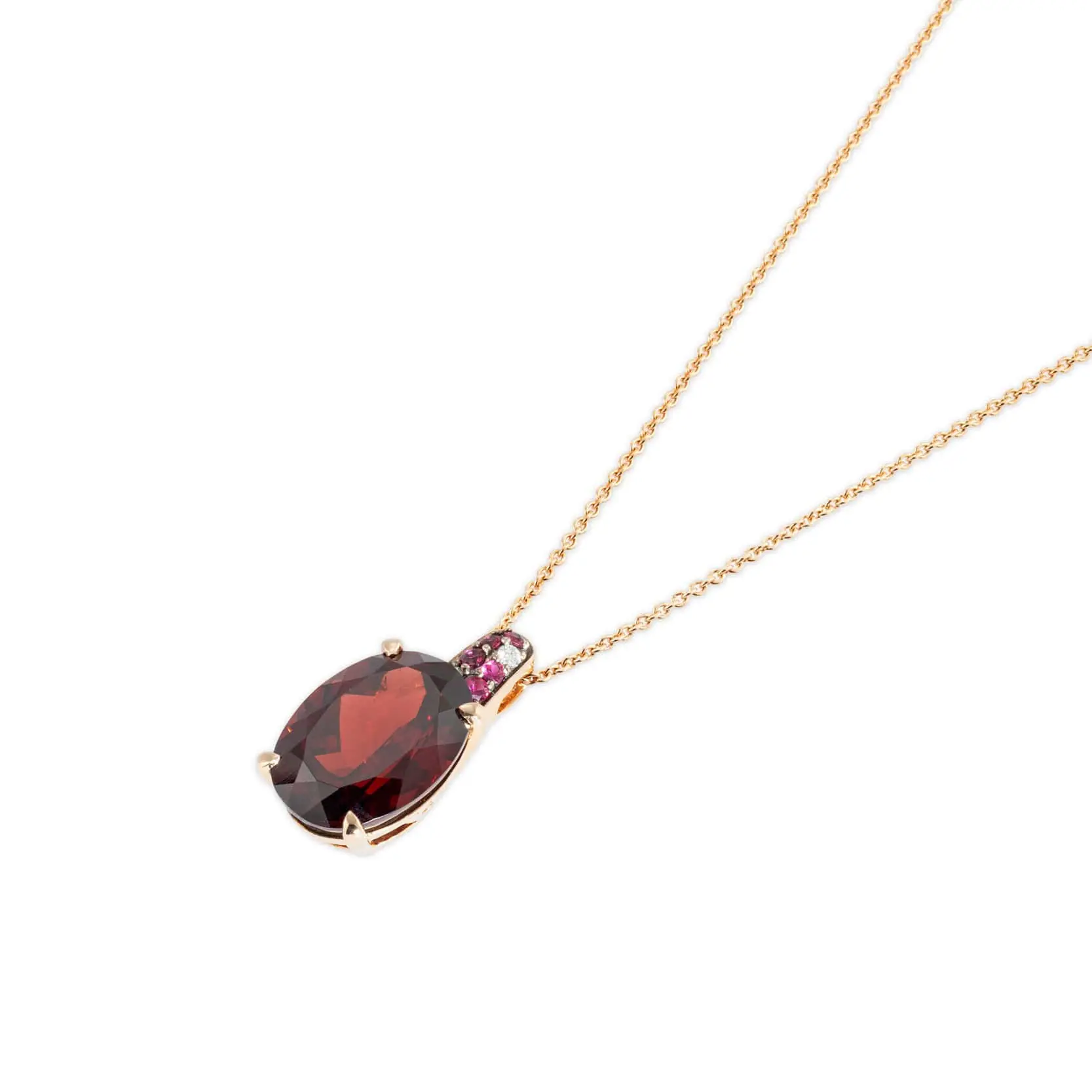 Ponte Vecchio Iris Collier aus 18 Karat Roségold mit Granat, Rubin und Diamanten