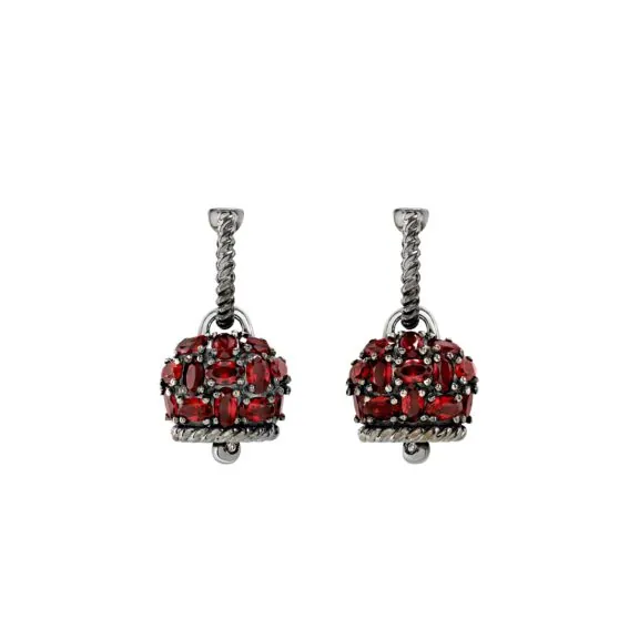 Chantecler Et voilà Campanelle Ohrschmuck aus Silber, rubinrotem Siamit und Diamanten