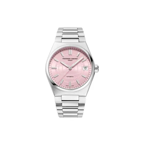 Frederique Constant Highlife Ladies Automatic mit Gehäuse und Band aus Edelstahl und rosa Zifferblatt