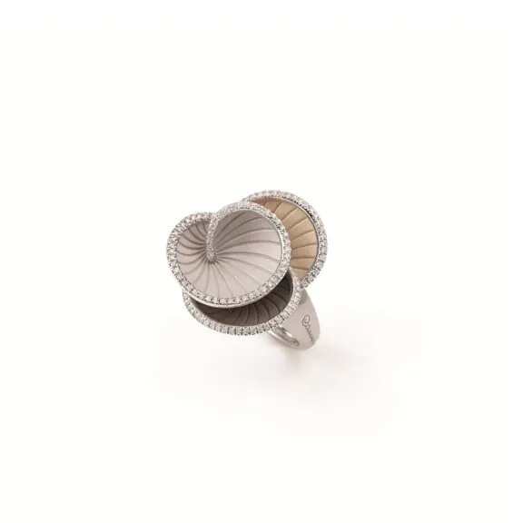 Annamaria Cammilli Hypnose Ring aus 18 Karat in drei Farbnuancen mit Brillanten