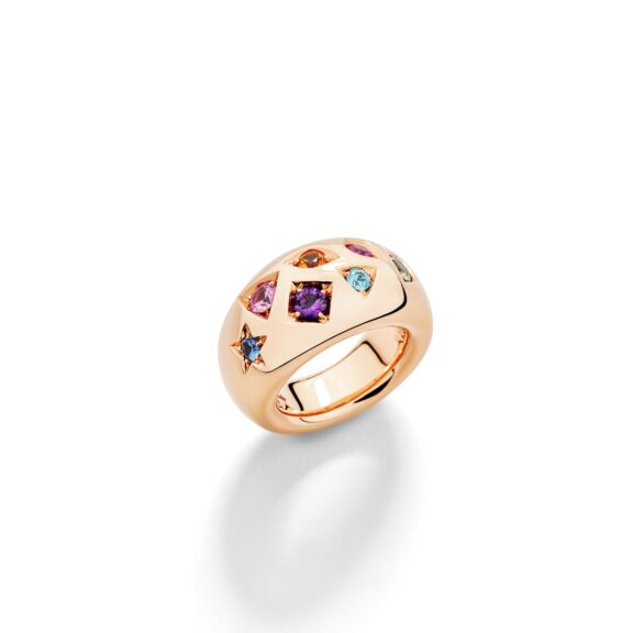Pomellato Iconica Ring aus Roségold mit verschiedenen Farbedelsteinen