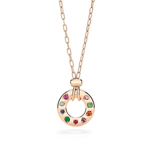 Pomellato Iconica Collier aus Roségold mit verschiedenen Farbedelsteinen