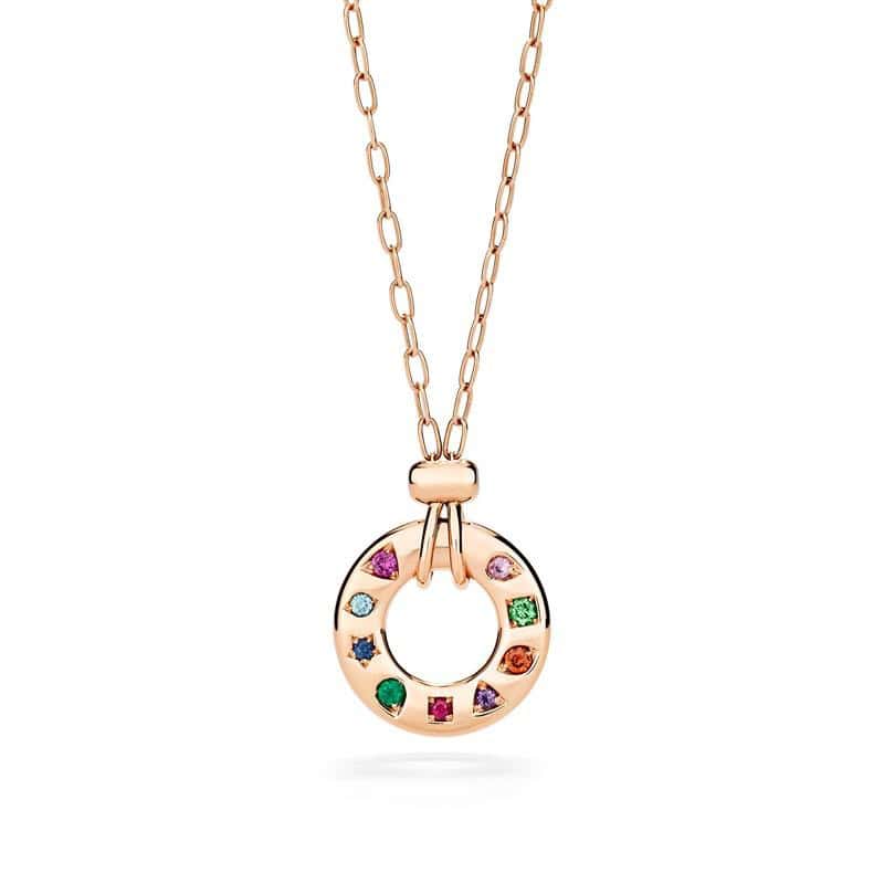 Pomellato Iconica Collier aus Roségold mit verschiedenen Farbedelsteinen
