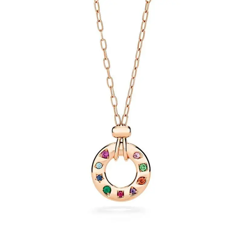 Pomellato Iconica Collier aus Roségold mit verschiedenen Farbedelsteinen