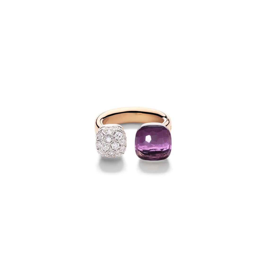 Pomellato Nudo Ring aus Rosé- und Weißgold mit Amethyst und Diamanten