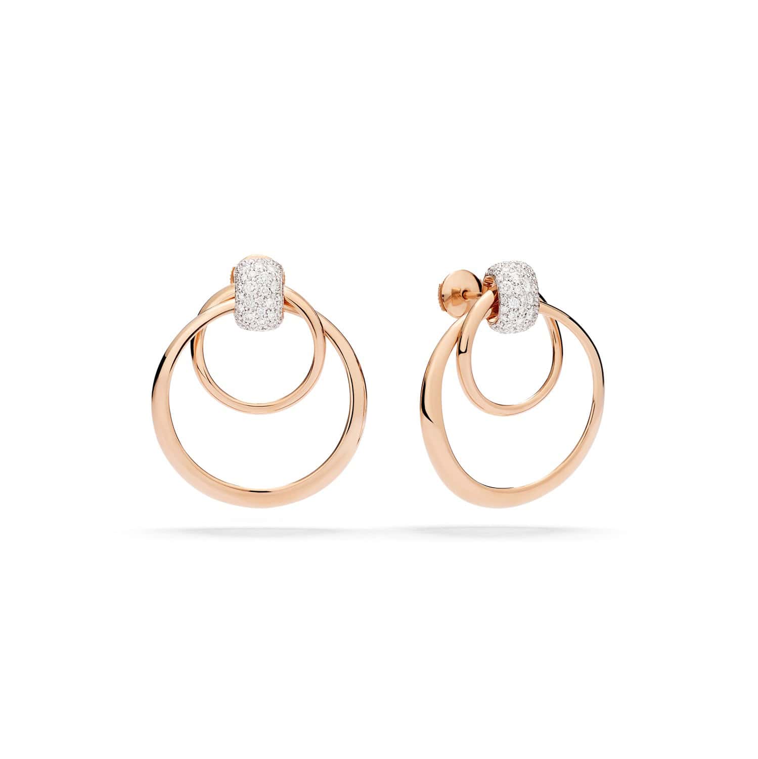Pomellato Together Ohrschmuck rund aus 18 Karat Rosegold mit Diamanten