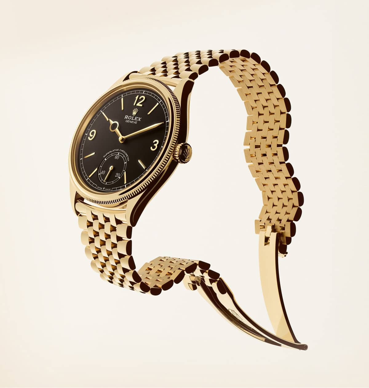 Die Rolex Perpetual 1908 in Gelbgold mit schwarzem Zifferblatt