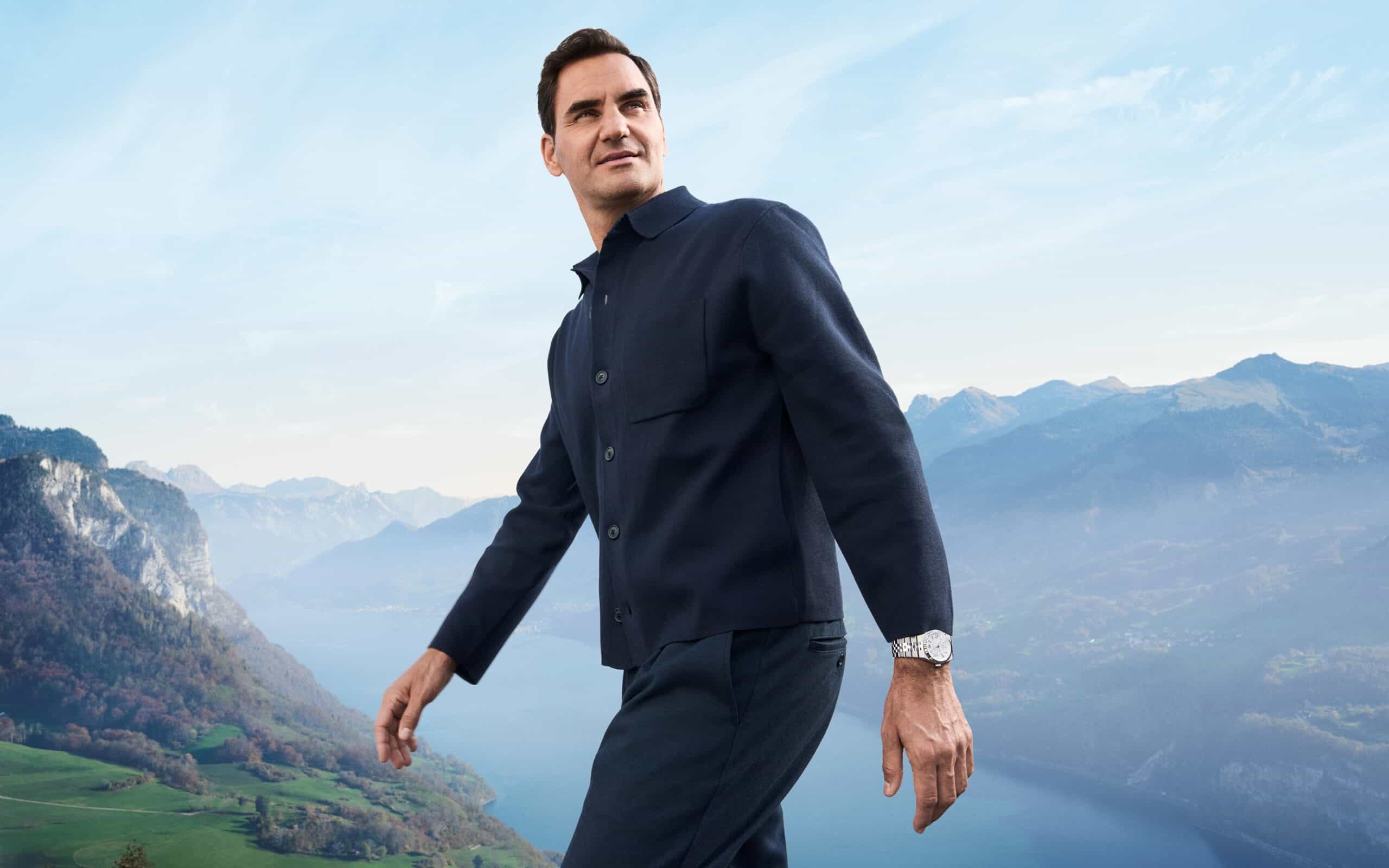 Roger Federer mit der Rolex Land-Dweller