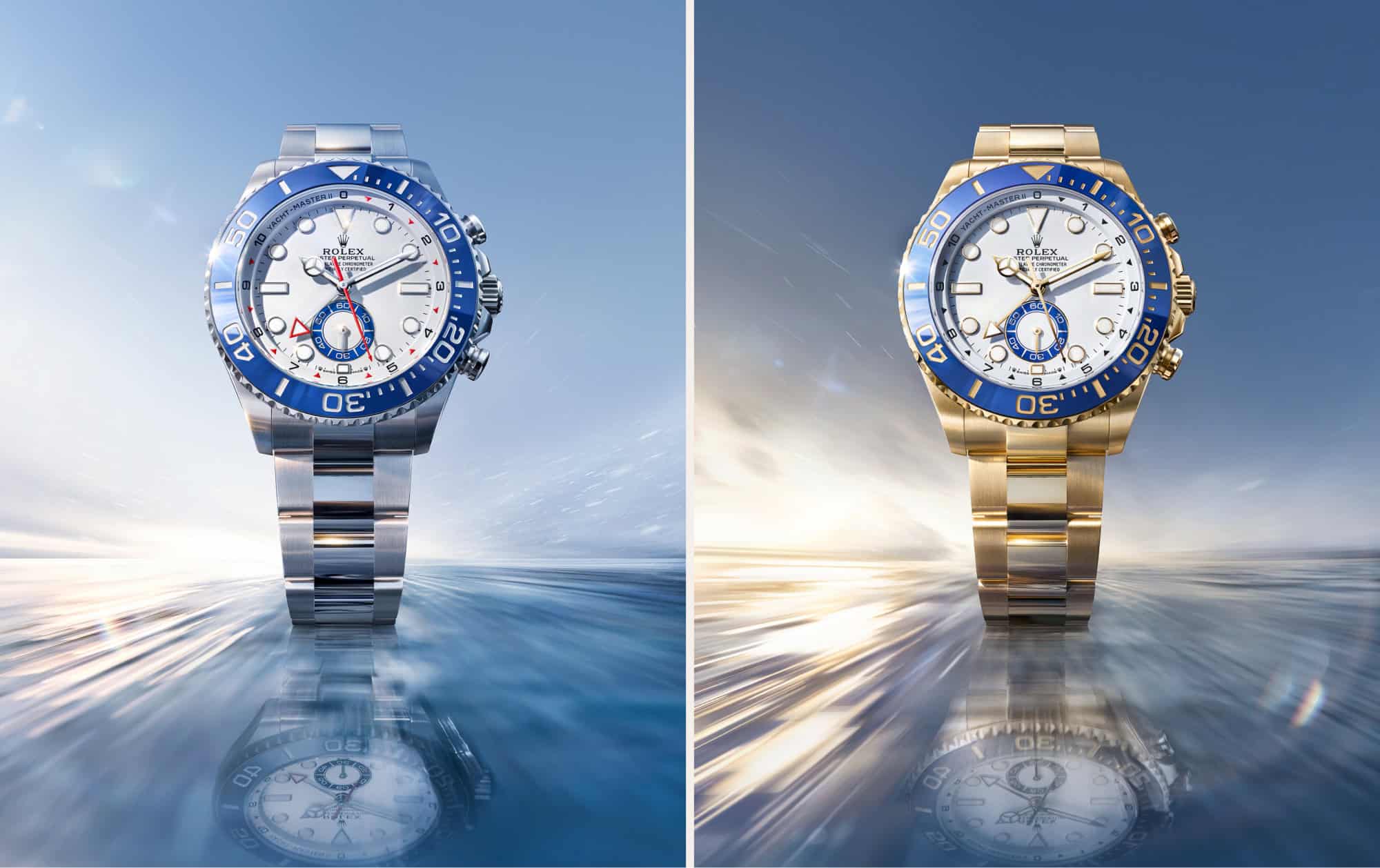 Die zwei Varianten der Rolex Oyster Perpetual Yacht-Master 2 in Oystersteel und Gelbgold