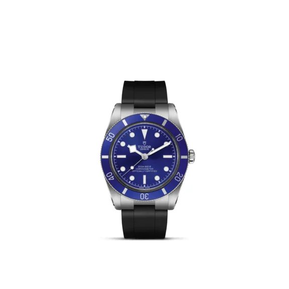 Tudor Black Bay Fifty-Four mit Edelstahgehäuse und Kautschukband und blauem Zifferblatt