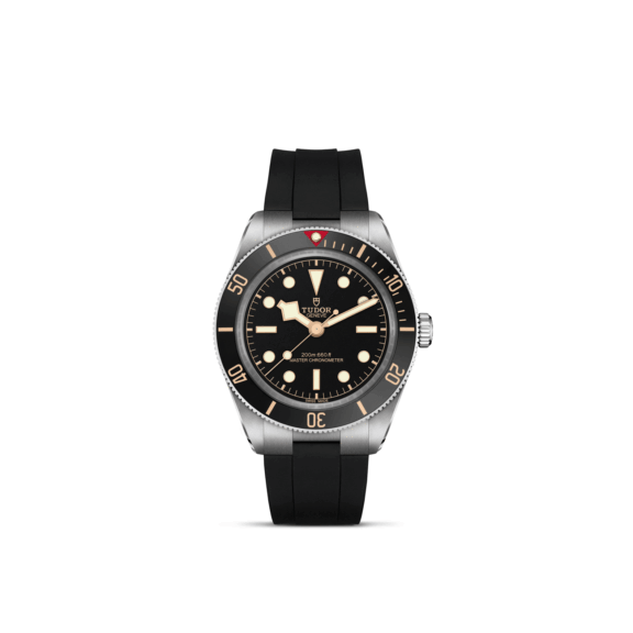 Tudor Black Bay 58 mit Edelstahlgehäuse und Kautschukband und schwarzem Zifferblatt