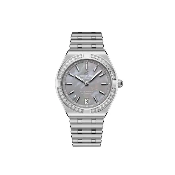 Breitling Chronomat Automatic 36 mit Gehäuse und Band aus Edelstahl und grauem Zifferblatt