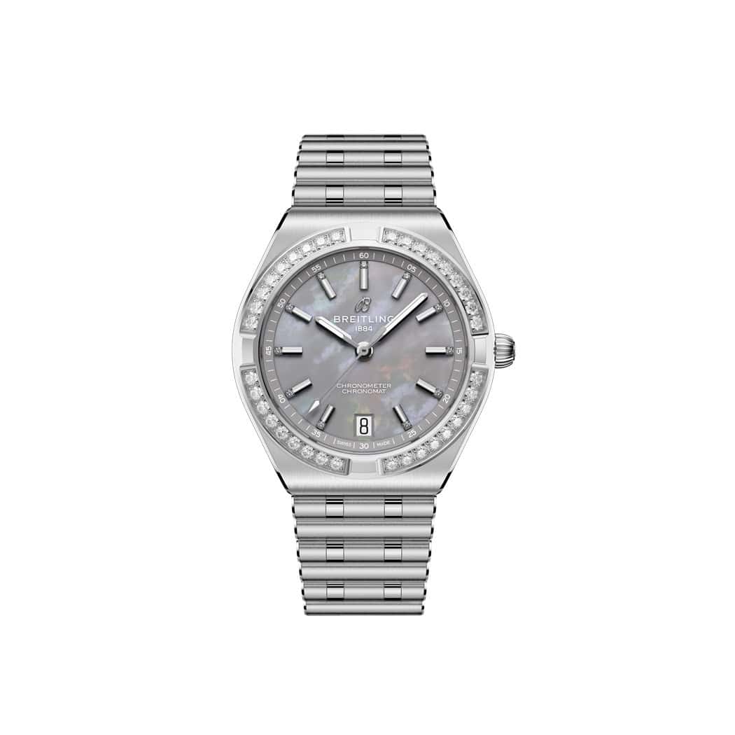 Breitling Chronomat Automatic 36 mit Gehäuse und Band aus Edelstahl und grauem Zifferblatt