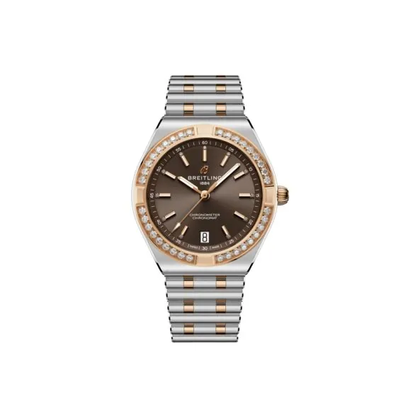 Breitling Chronomat Automatic 36 mit Gehäuse und Band aus Edelstahl und Rotgold und braunem Zifferblatt