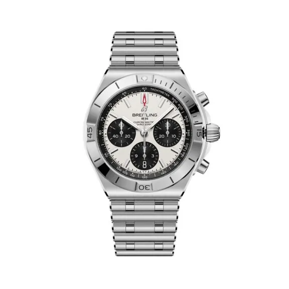 Breitling Chronomat B01 Chronomat 42 mit Gehäuse und Band aus Edelstahl und weißem Zifferblatt