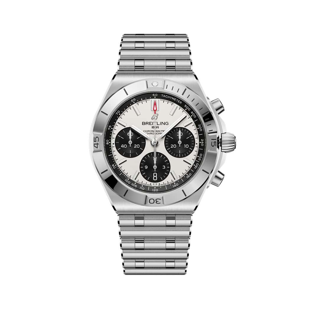 Breitling Chronomat B01 Chronomat 42 mit Gehäuse und Band aus Edelstahl und weißem Zifferblatt