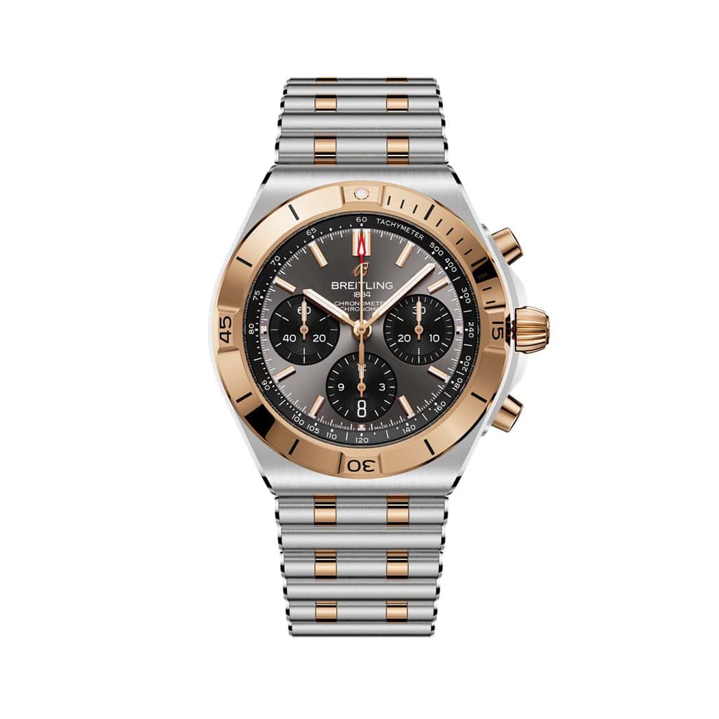 Breitling Chronomat B01 Chronomat 42 mit Gehäuse und Band aus Edelstahl und Rotgold und anthrazitfarbenem Zifferblatt