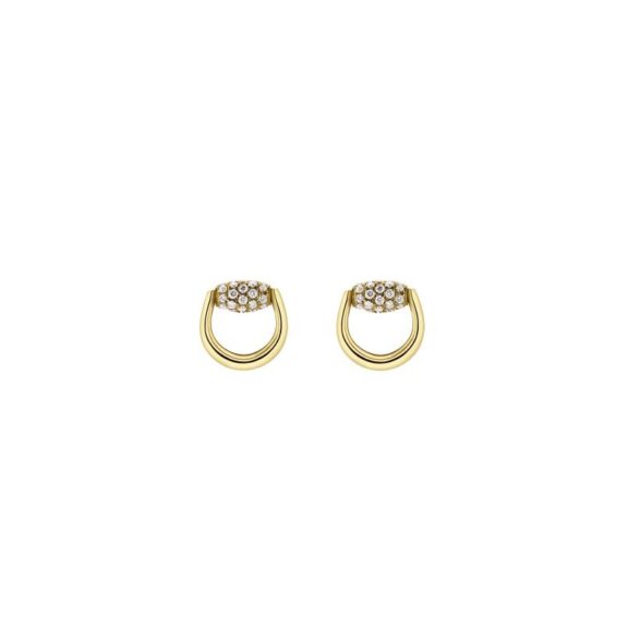 Horsebit Ohrschmuck von Gucci aus 18 Karat Gelbgold mit Diamanten
