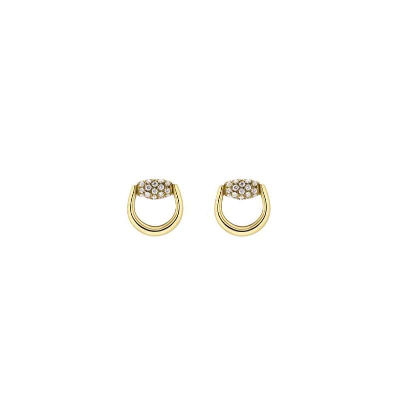 Horsebit Ohrschmuck von Gucci aus 18 Karat Gelbgold mit Diamanten