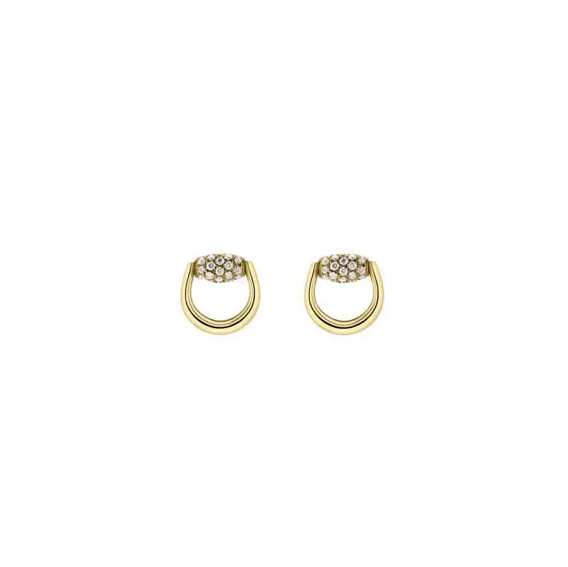 Horsebit Ohrschmuck von Gucci aus 18 Karat Gelbgold mit Diamanten