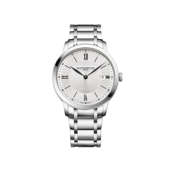 Baume et Mercier Classima mit Gehäuse und Band aus Edelstahl und silberfarbenem Zifferblatt
