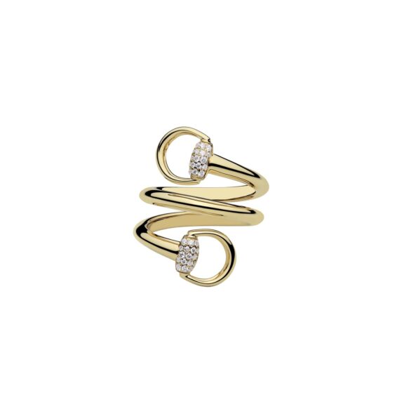 Horsebit Ring von Gucci aus 18 Karat Gelbgold und Diamanten