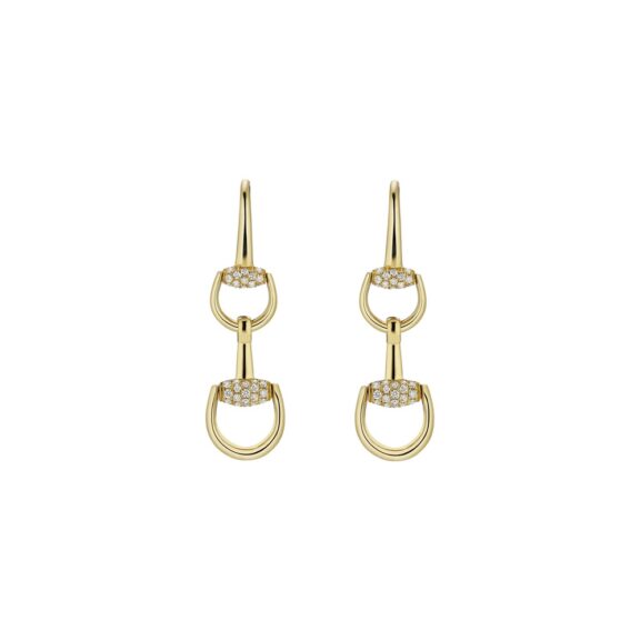 Horsebit Ohrschmuck von Gucci aus 18 Karat Gelbgold mit Diamanten
