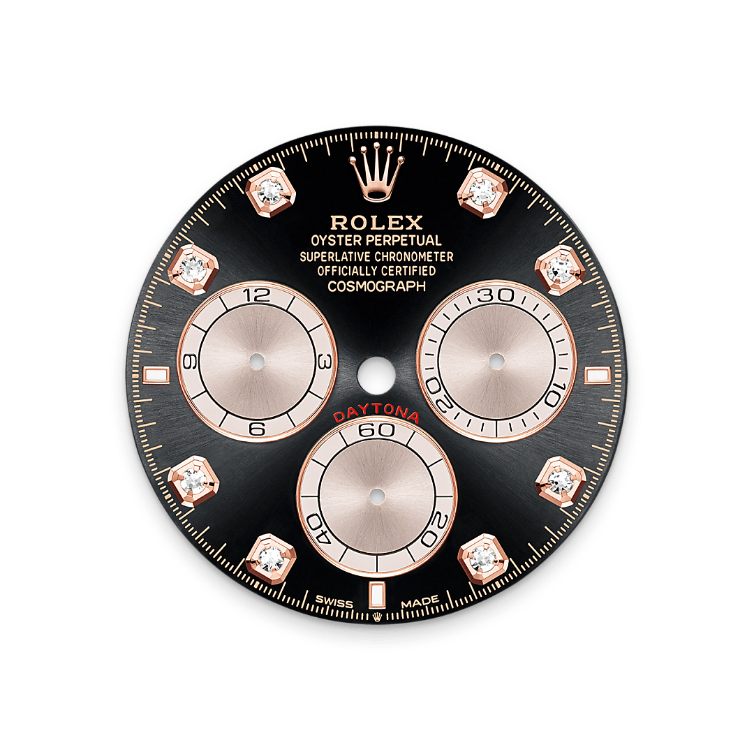 Zifferblatt in strahlend Schwarz und Sundust