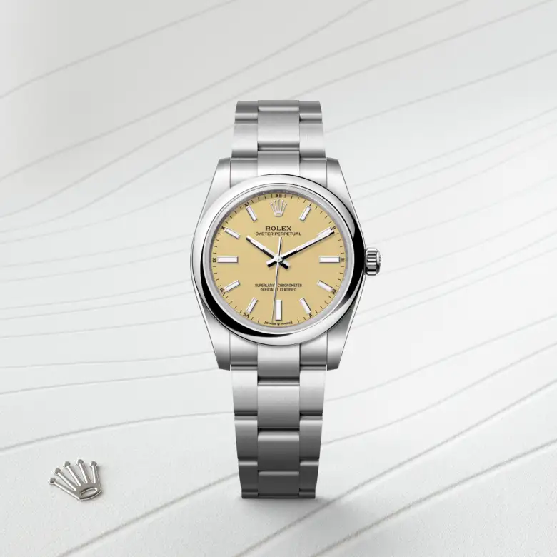 Rolex Oyster Perpetual in Edelstahl Oystersteel, Frontansicht
