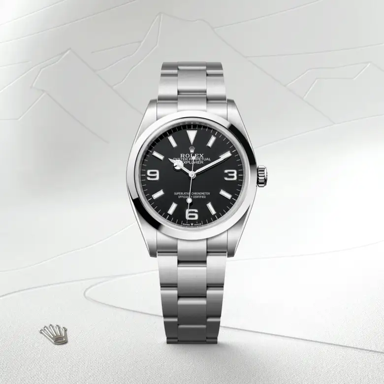 Rolex Explorer in Edelstahl Oystersteel, Frontansicht