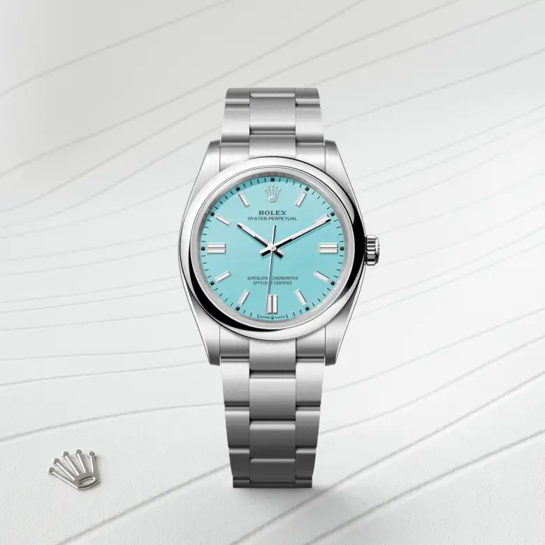 Rolex Oyster Perpetual in Edelstahl Oystersteel, Frontansicht