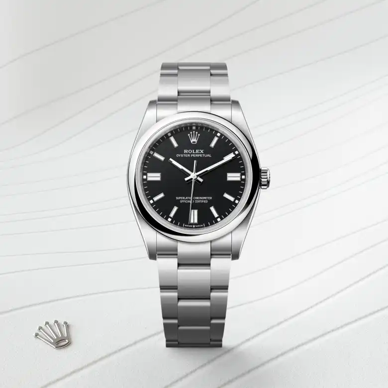 Rolex Oyster Perpetual in Edelstahl Oystersteel, Frontansicht