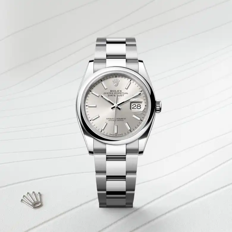 Rolex Datejust in Edelstahl Oystersteel, Frontansicht