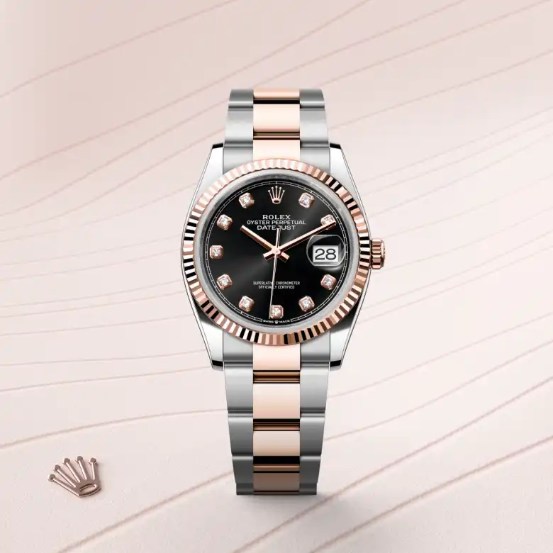 Rolex Datejust in Rolesor Everose (Kombination aus Edelstahl Oystersteel und Everose-Gold), Frontansicht