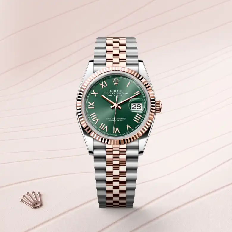 Rolex Datejust in Rolesor Everose (Kombination aus Edelstahl Oystersteel und Everose-Gold), Frontansicht
