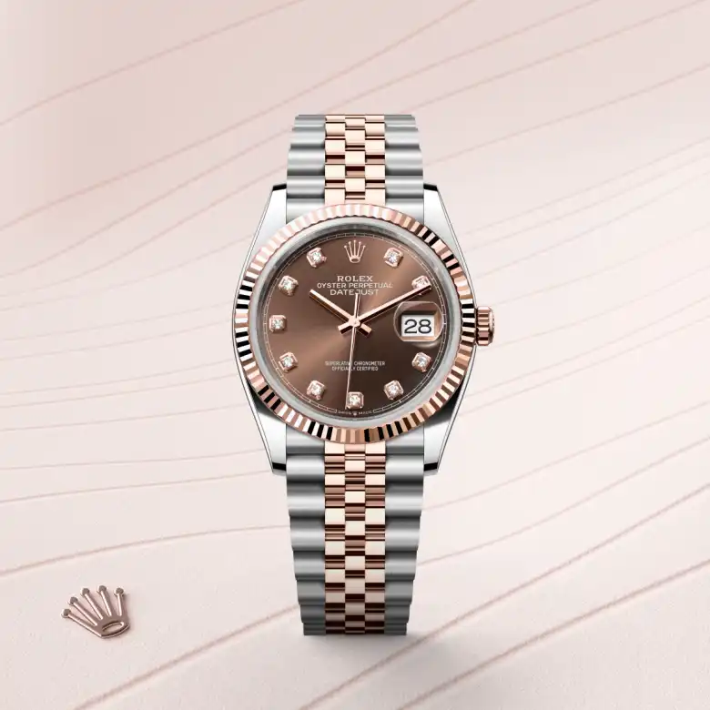 Rolex Datejust in Rolesor Everose (Kombination aus Edelstahl Oystersteel und Everose-Gold), Frontansicht