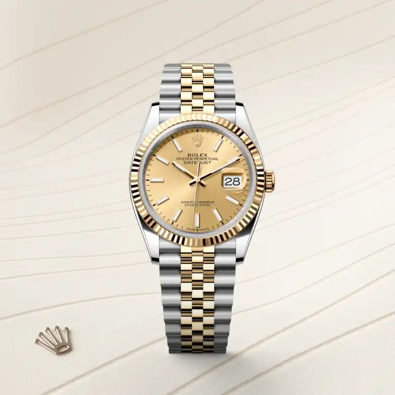 Rolex Datejust in Rolesor gelb (Kombination aus Edelstahl Oystersteel und Gelbgold), Frontansicht