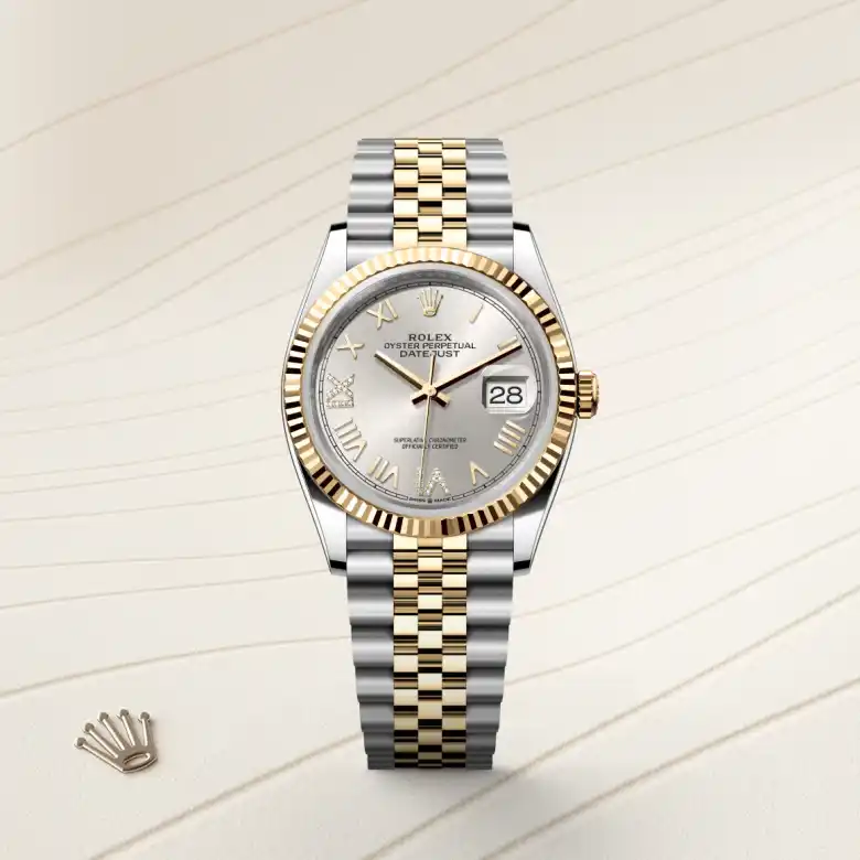 Rolex Datejust in Rolesor gelb (Kombination aus Edelstahl Oystersteel und Gelbgold), Frontansicht