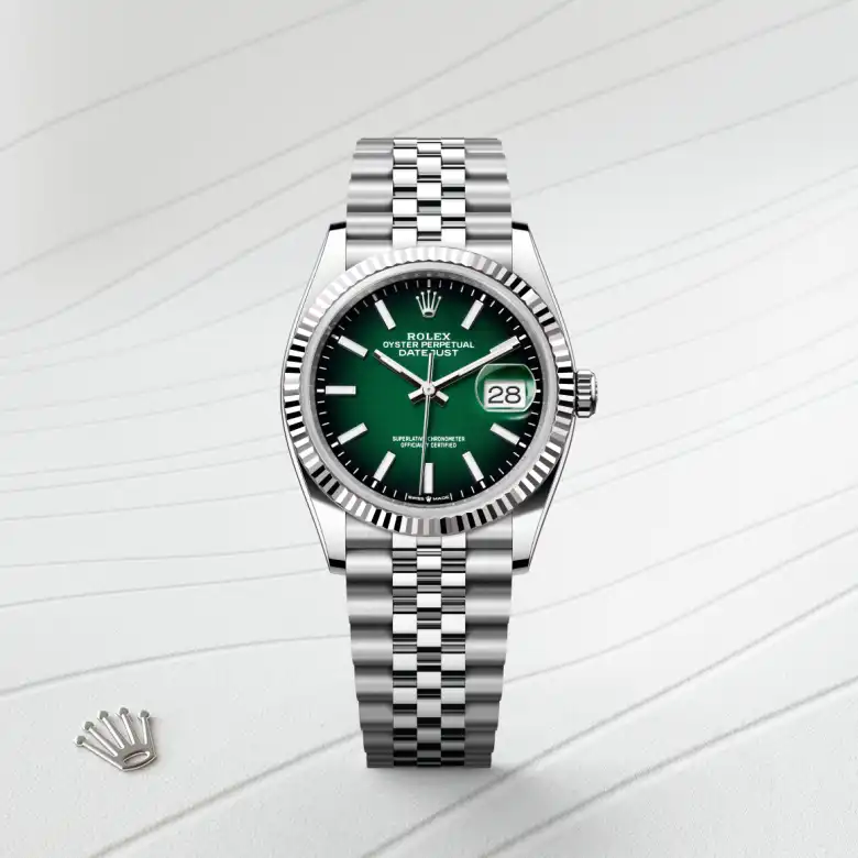 Rolex Datejust in Rolesor weiß (Kombination aus Edelstahl Oystersteel und Weißgold), Frontansicht