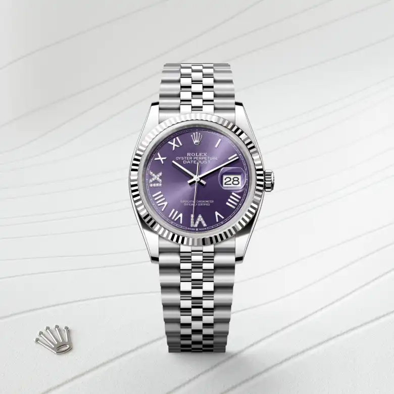 Rolex Datejust in Rolesor weiß (Kombination aus Edelstahl Oystersteel und Weißgold), Frontansicht