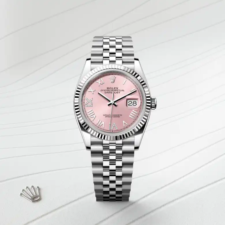 Rolex Datejust in Rolesor weiß (Kombination aus Edelstahl Oystersteel und Weißgold), Frontansicht