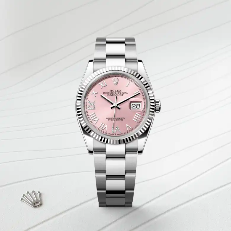 Rolex Datejust in Rolesor weiß (Kombination aus Edelstahl Oystersteel und Weißgold), Frontansicht