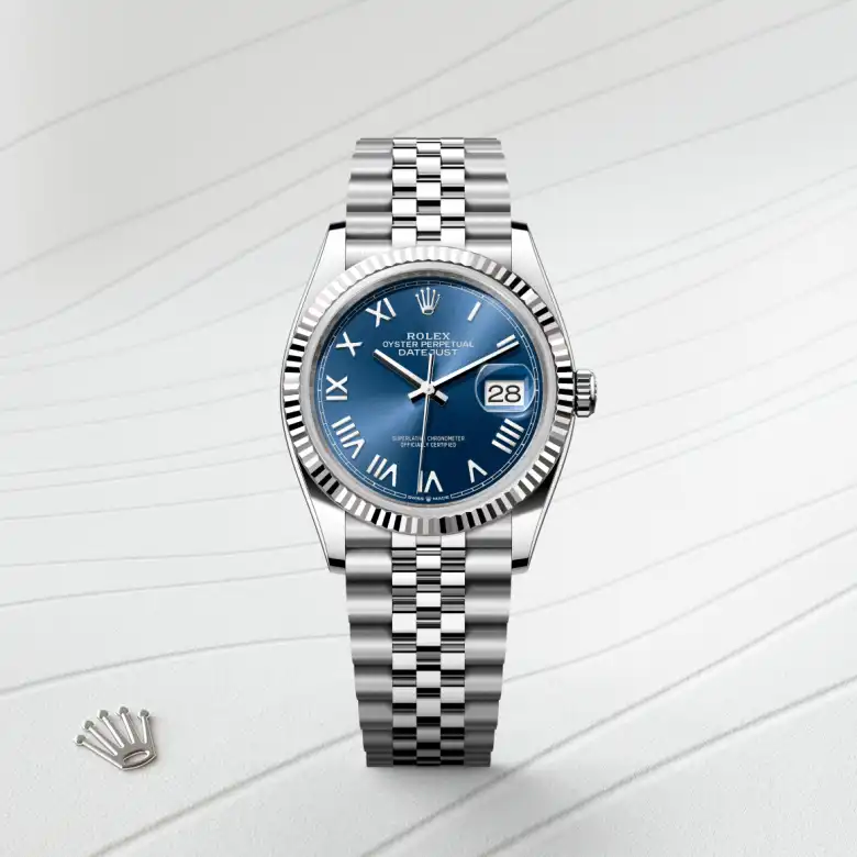 Rolex Datejust in Rolesor weiß (Kombination aus Edelstahl Oystersteel und Weißgold), Frontansicht