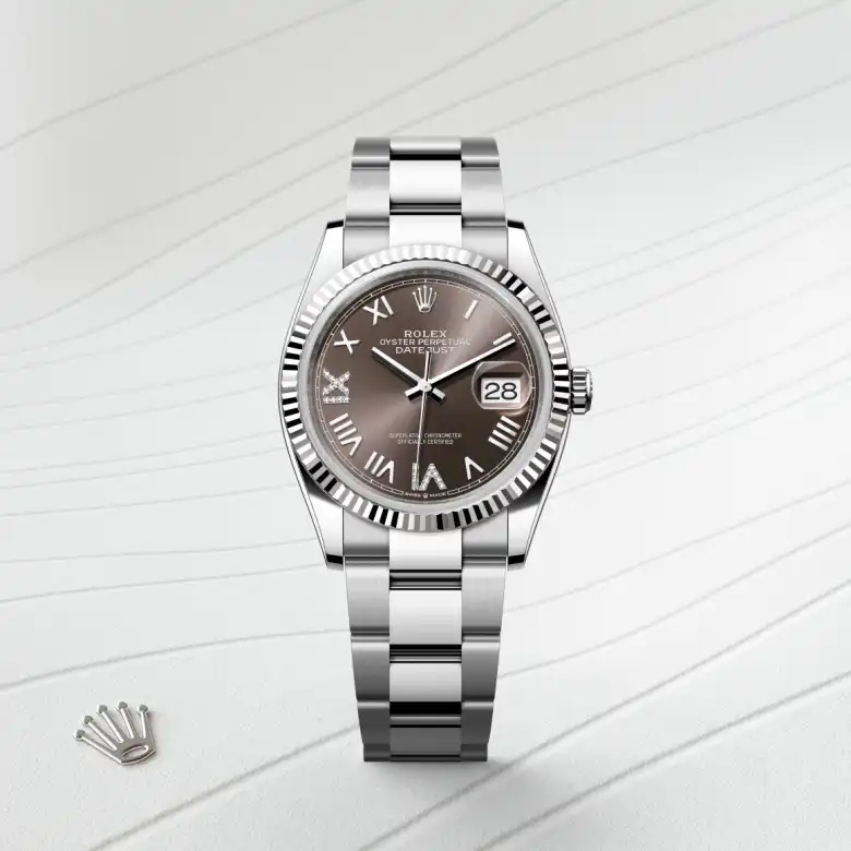 Rolex Datejust in Rolesor weiß (Kombination aus Edelstahl Oystersteel und Weißgold), Frontansicht