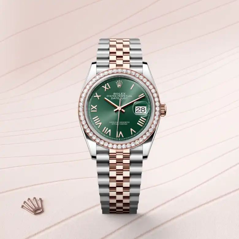 Rolex Datejust in Rolesor Everose (Kombination aus Edelstahl Oystersteel und Everose-Gold), Frontansicht