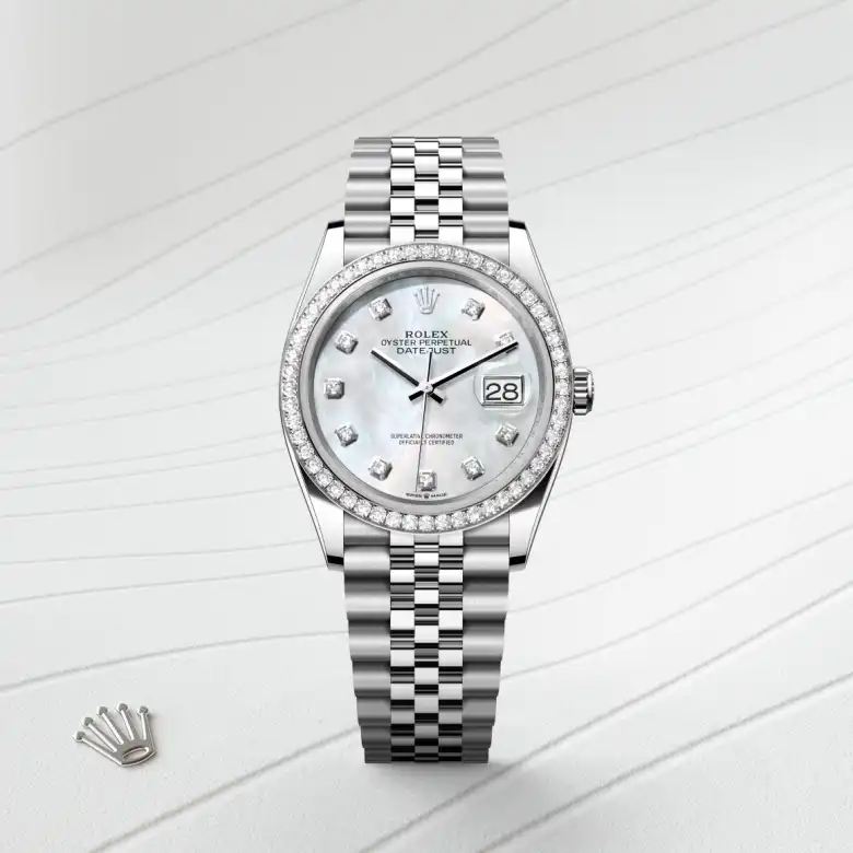Rolex Datejust in Rolesor weiß (Kombination aus Edelstahl Oystersteel und Weißgold), Frontansicht