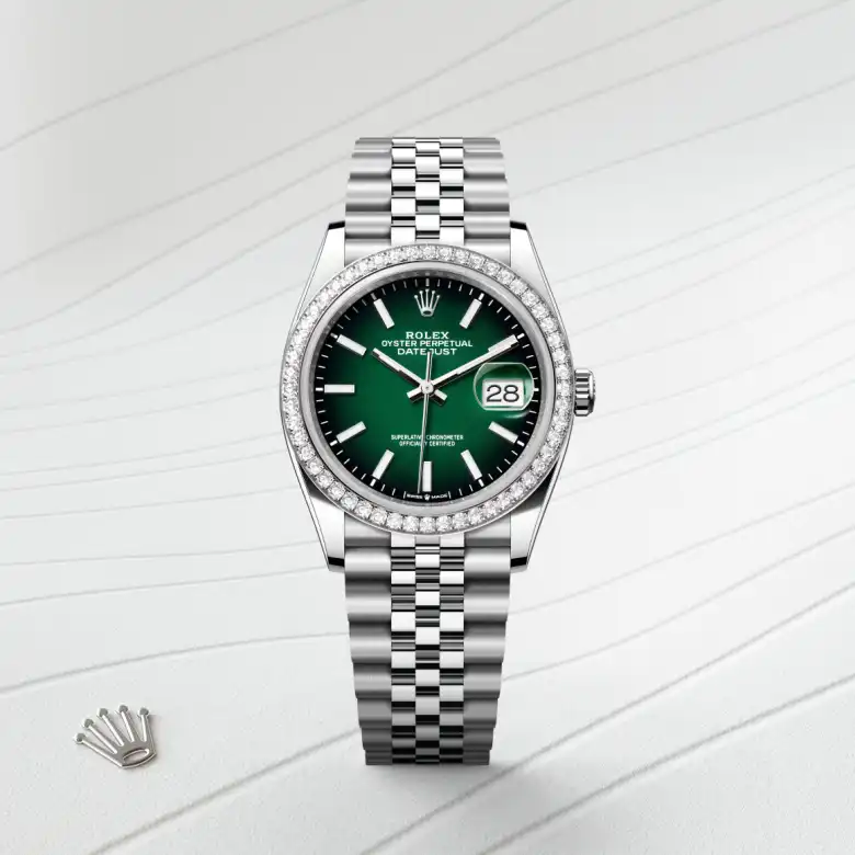 Rolex Datejust in Rolesor weiß (Kombination aus Edelstahl Oystersteel und Weißgold), Frontansicht