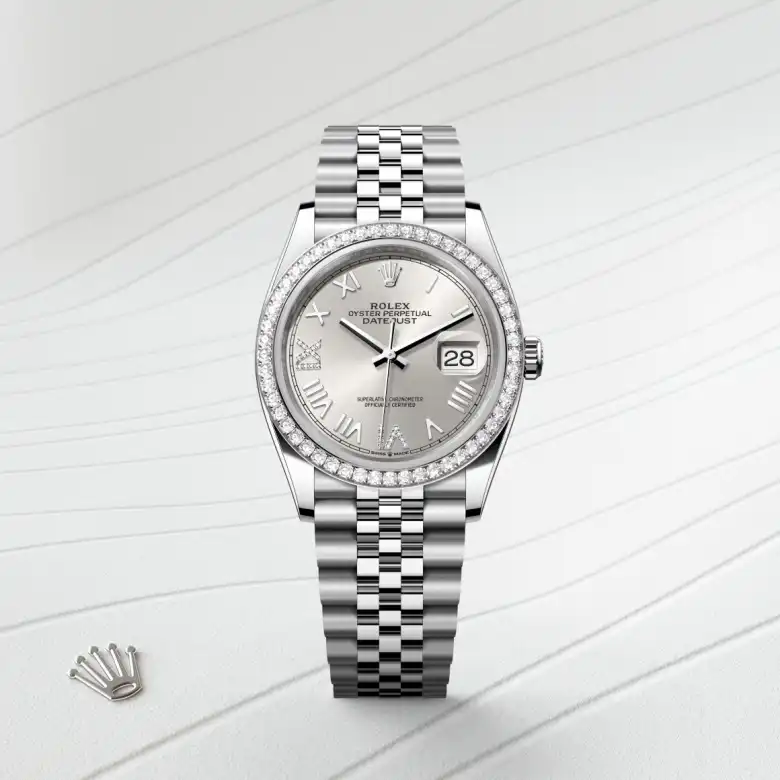 Rolex Datejust in Rolesor weiß (Kombination aus Edelstahl Oystersteel und Weißgold), Frontansicht